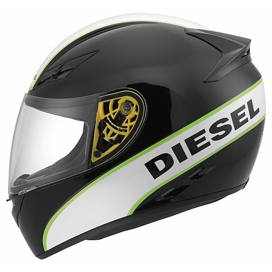 Casque de moto intégral Diesel Full-Jack Multi Logo Blanc Noir Blanc Vert