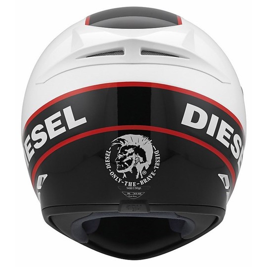 Casque de moto intégral Diesel Full-Jack Multi Logo blanc noir rouge