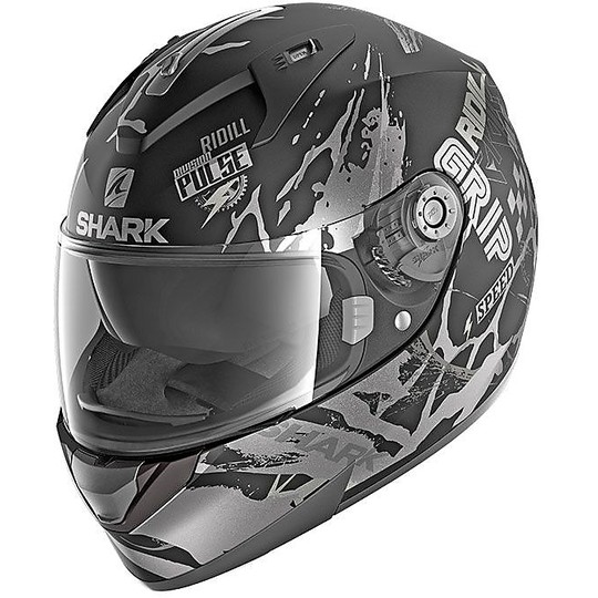 Casque de moto intégral double visière Shark Ridill 1.2 DRIFT-R Matt Black Silver