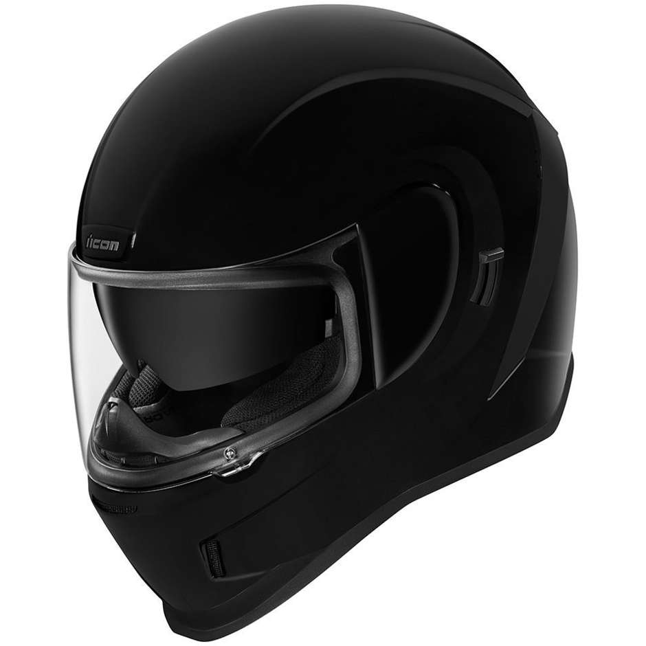 Casque de moto intégral Double Visor Icon AIRFORM Solid Glossy Black