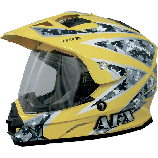 Casque de moto intégral Dual Sport Afx FX-39DS Yellow Urban Camo coloration
