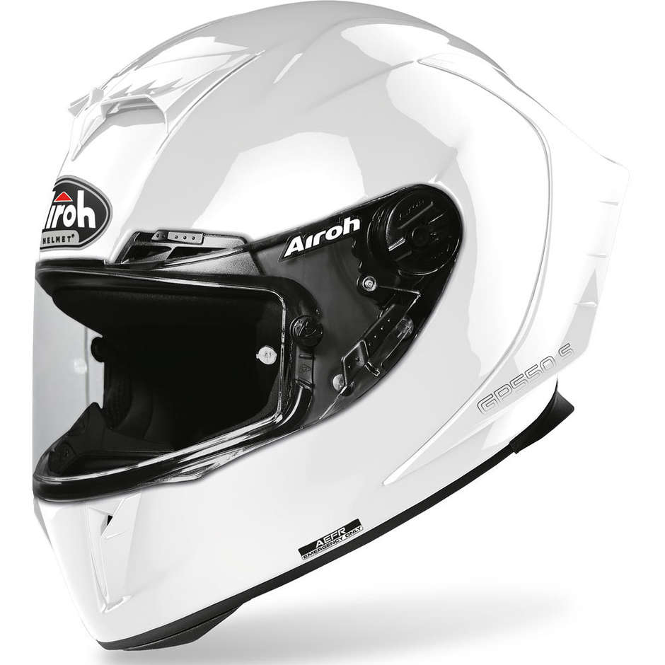 Casque de moto intégral en fibre Airoh GP550 S couleur blanc brillant