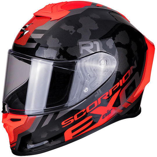 Casque de moto intégral en fibre de scorpion EXO R1 Air OGI noir rouge