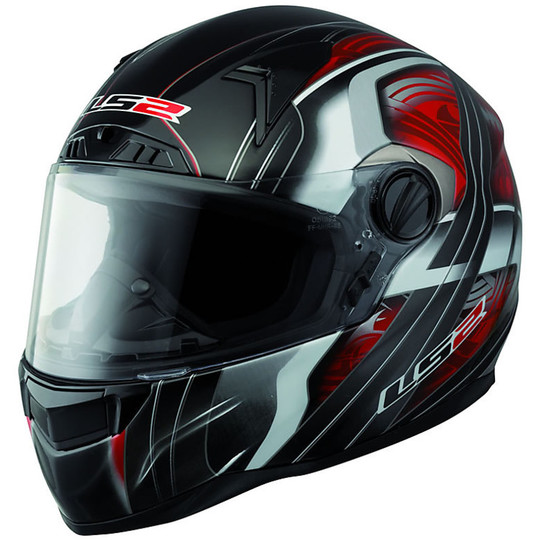 Casque de moto intégral en fibre LS2 FT2 Split Black Red
