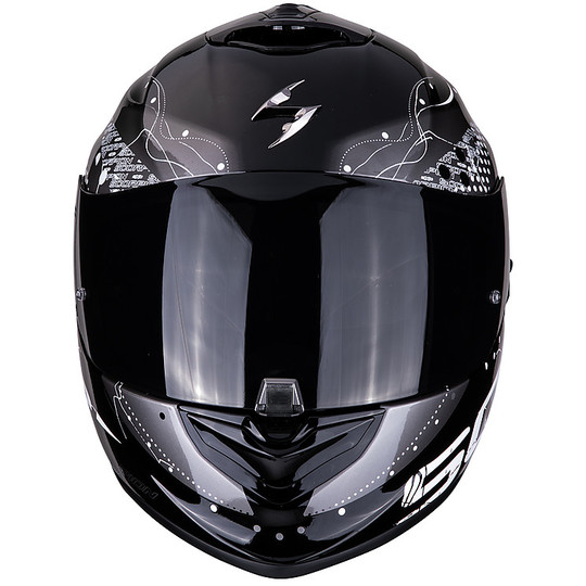 Casque de moto intégral en fibre Scorpion EXO 1400 Air CLASSY noir argent