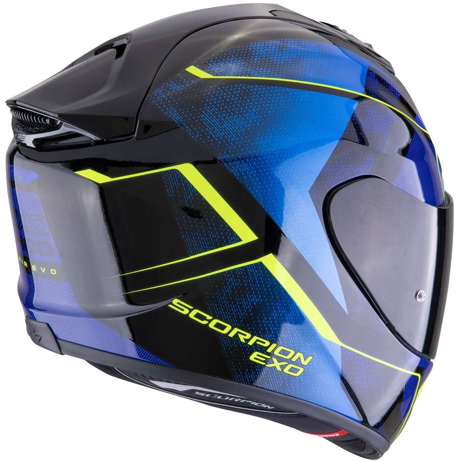 Casque de moto intégral en fibre Scorpion EXO-1400 EVO II AIR INTENSIO noir bleu