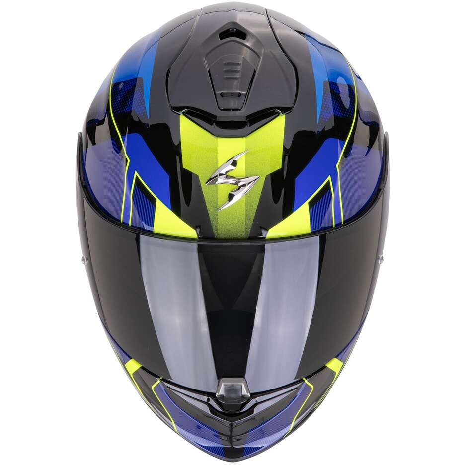 Casque de moto intégral en fibre Scorpion EXO-1400 EVO II AIR INTENSIO noir bleu