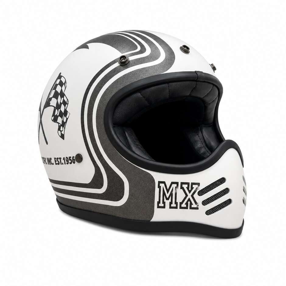 Casque de moto intégral en fibre Style Premier des années 70 MX BTR 817 BM Matt