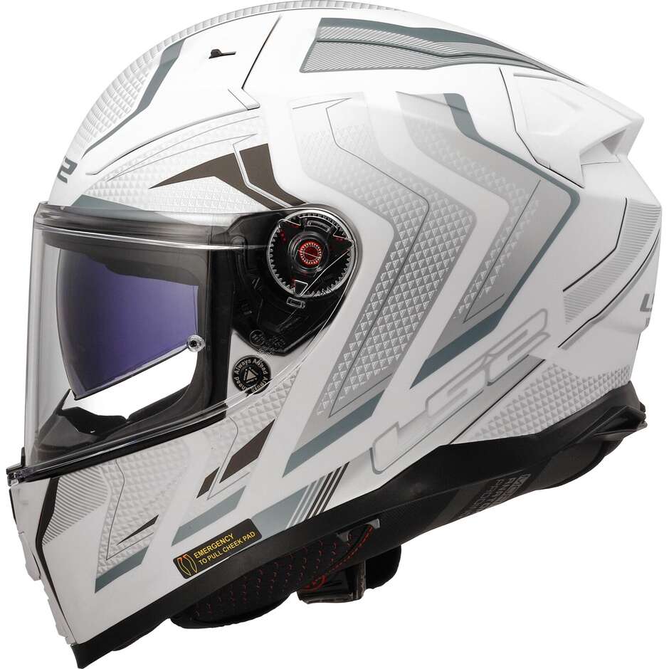 Casque de moto intégral en HPFC Ls2 FF811 VECTOR II ALIZER blanc argent mat