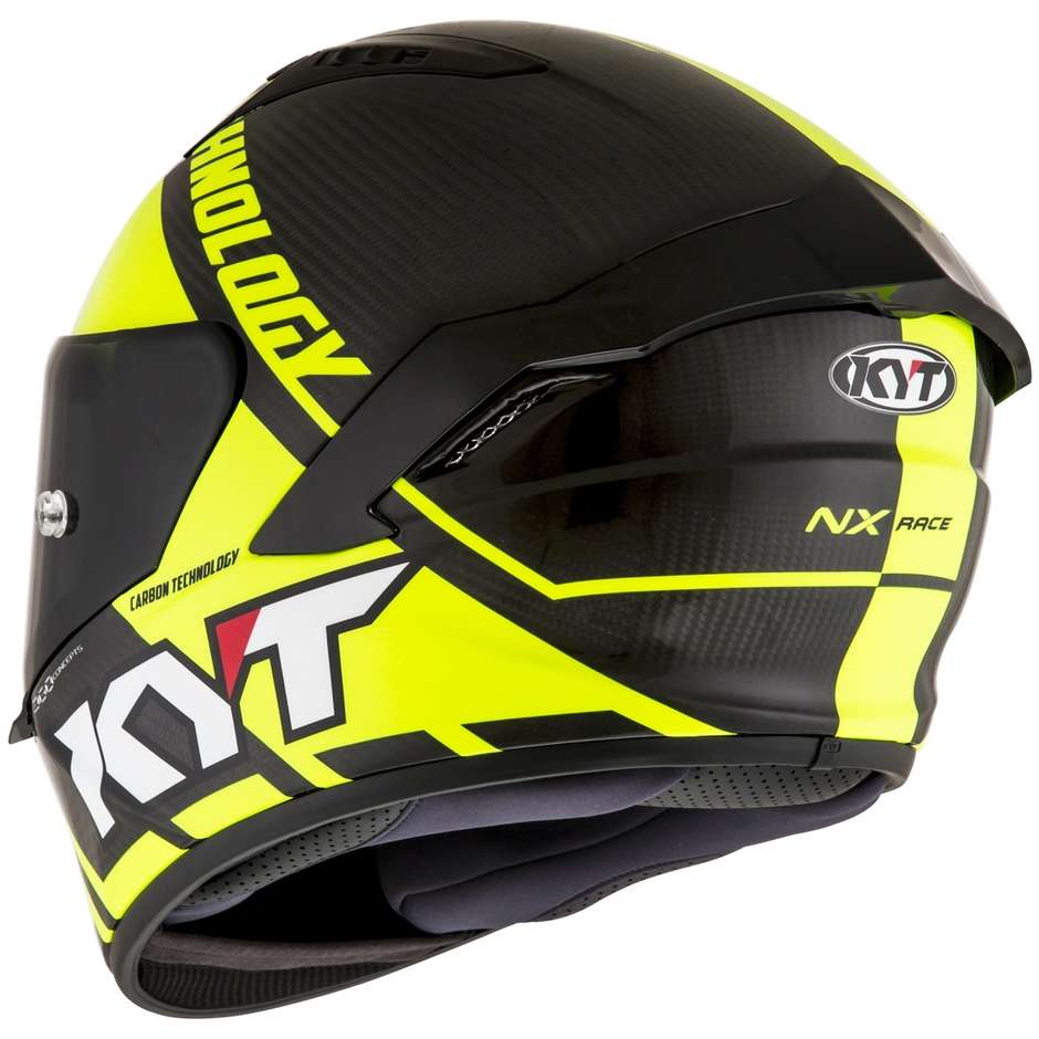 Casque de moto intégral en KYT NX RACE CARBON RACE-D Yellow Fluo Fiber
