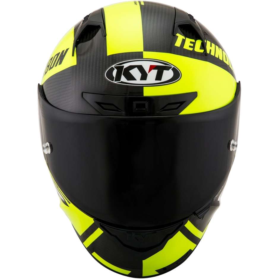 Casque de moto intégral en KYT NX RACE CARBON RACE-D Yellow Fluo Fiber