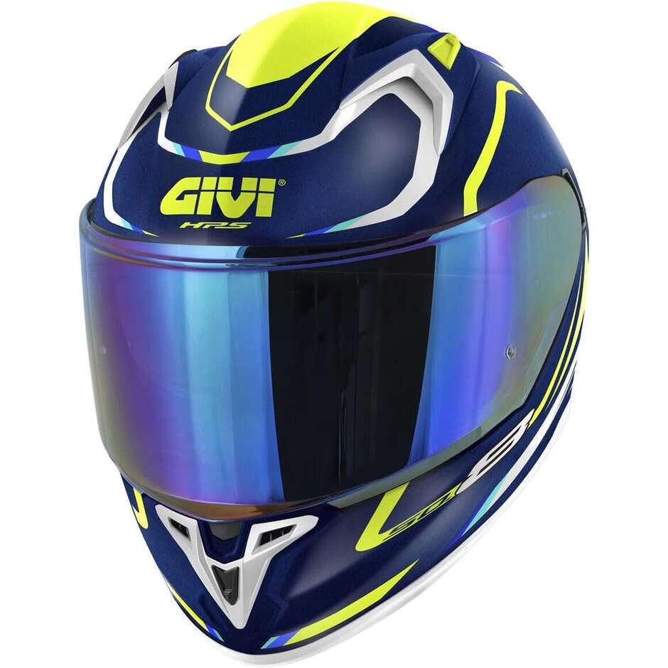 Casque de moto intégral Givi 50.8F MACH1 bleu blanc jaune