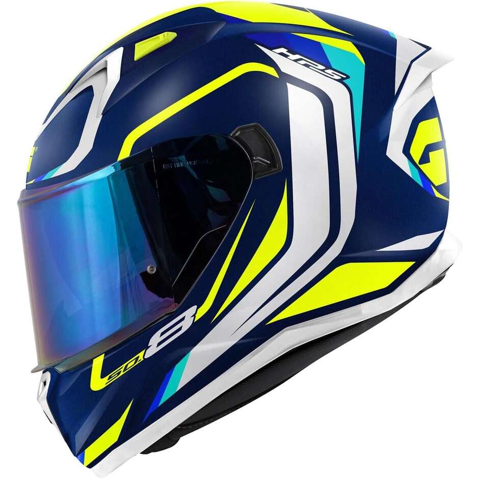 Casque de moto intégral Givi 50.8F MACH1 bleu blanc jaune