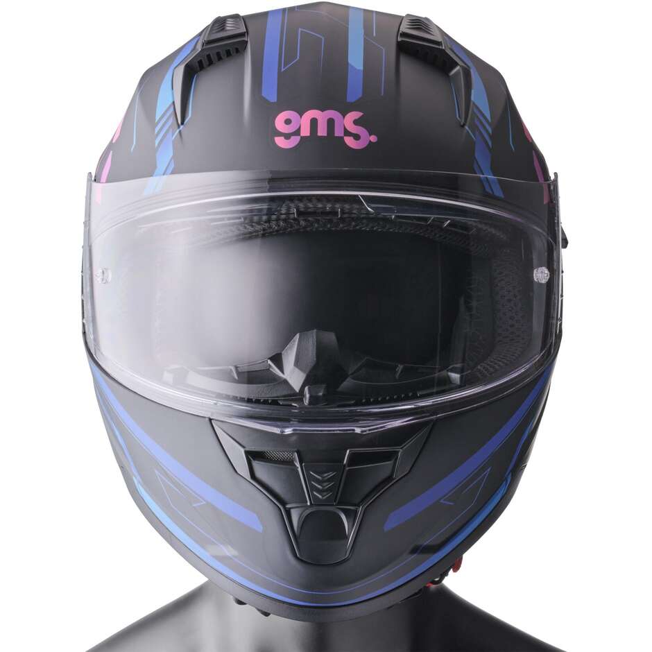 Casque de moto intégral Gms Hexago Graphic bleu violet