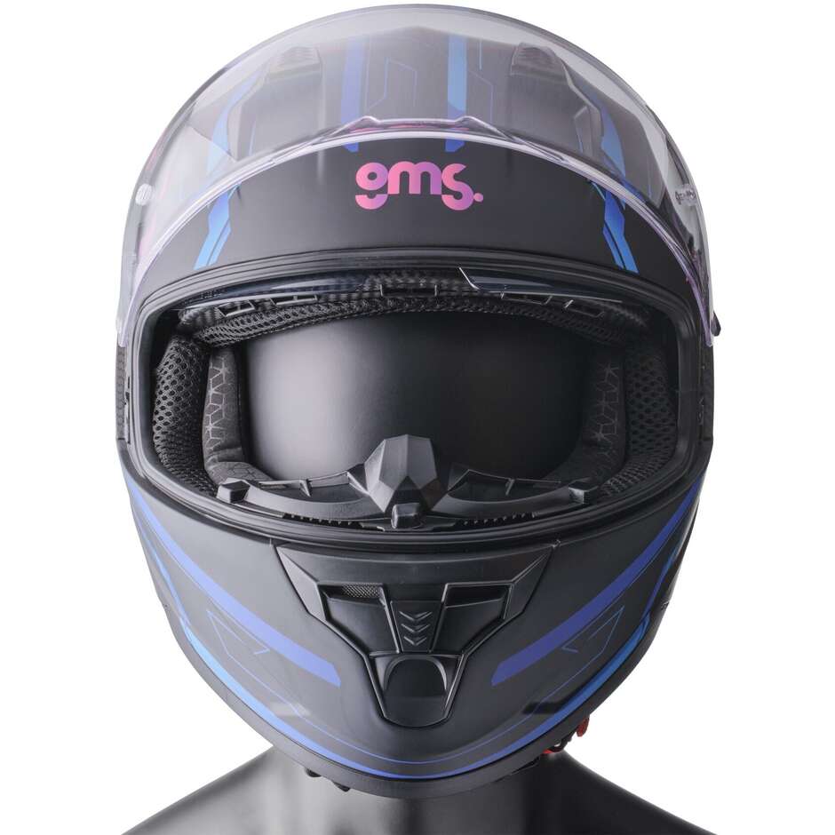 Casque de moto intégral Gms Hexago Graphic bleu violet