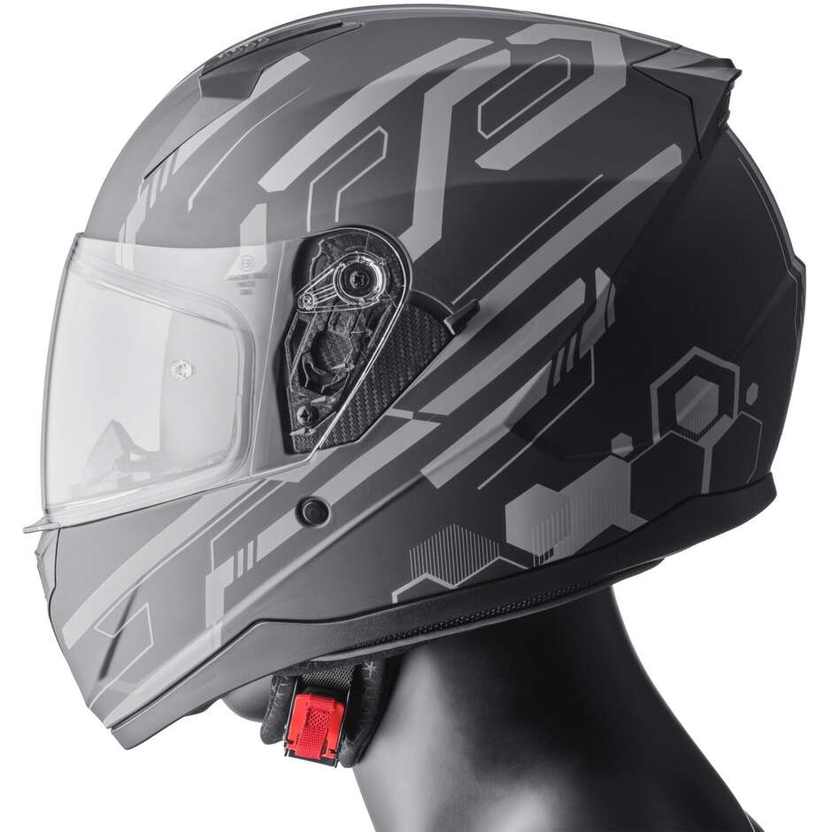 Casque de moto intégral Gms Hexago Graphic gris