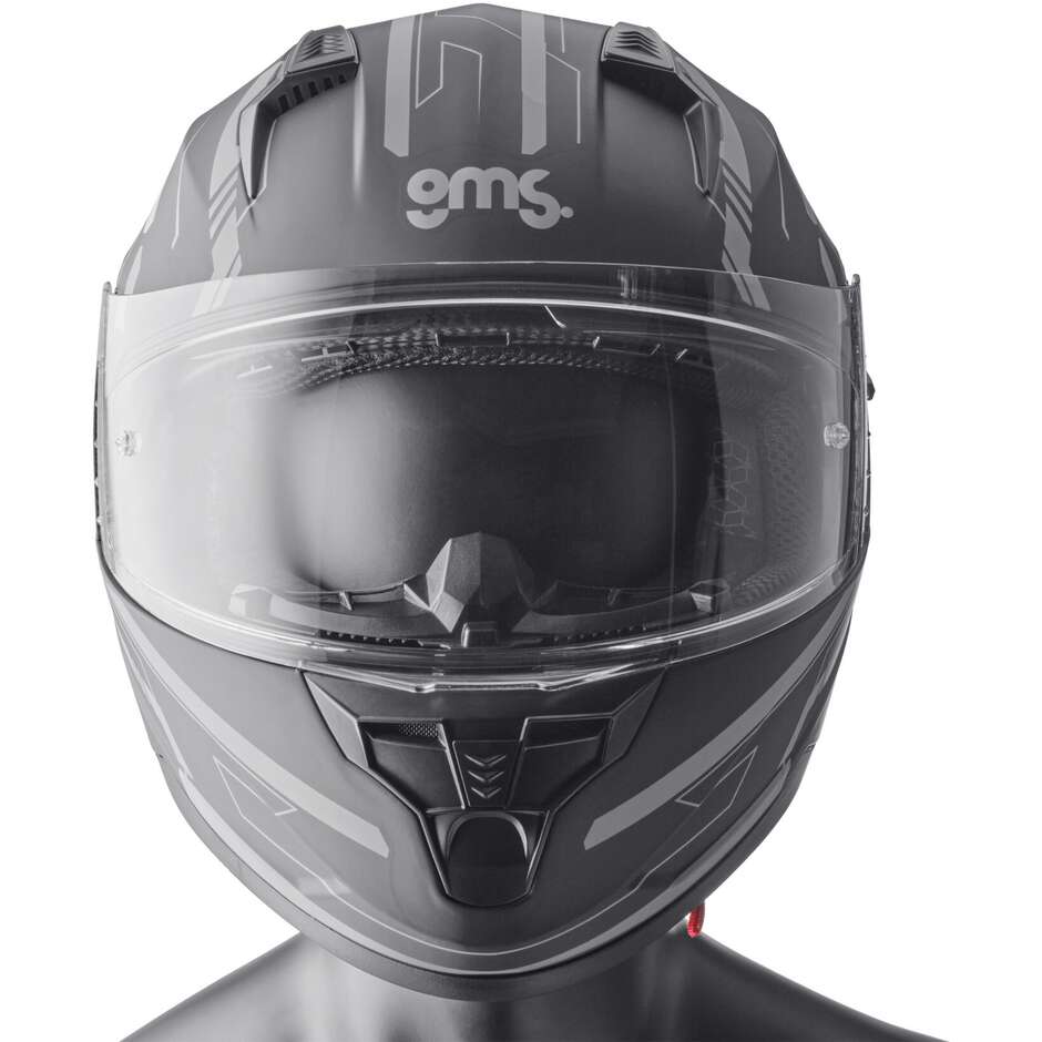 Casque de moto intégral Gms Hexago Graphic gris
