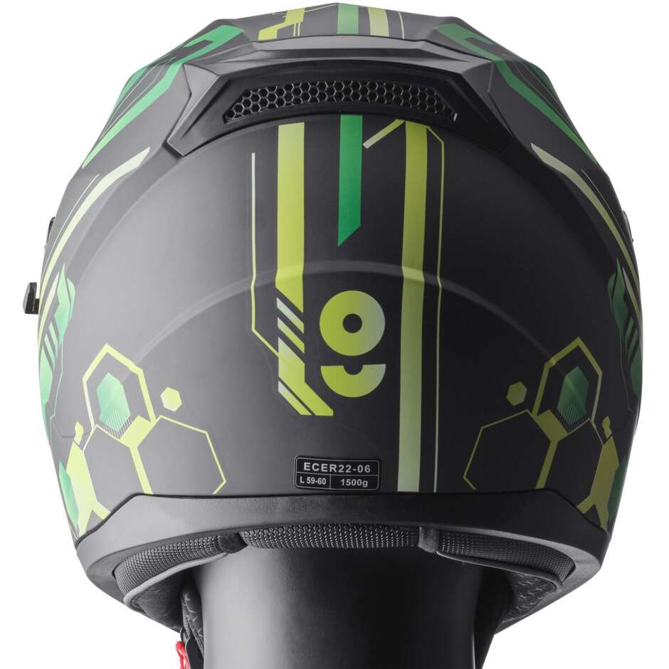 Casque de moto intégral Gms Hexago Graphic vert