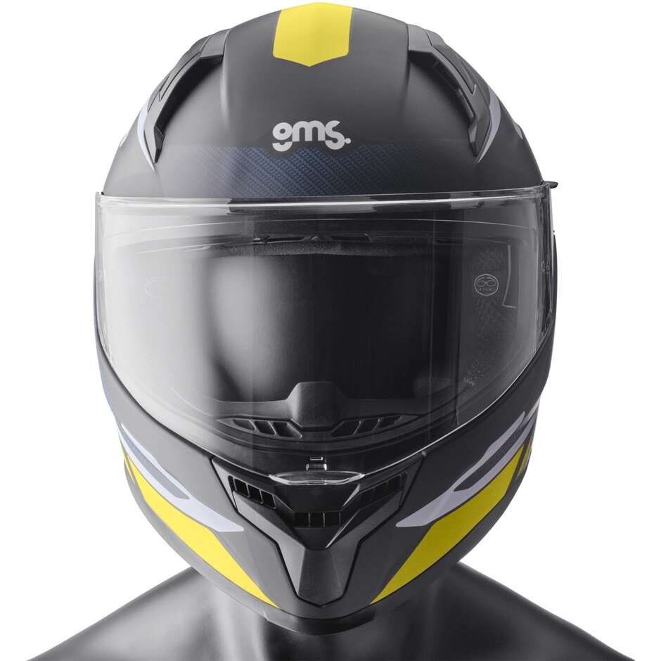 Casque de moto intégral Gms Velox Graphic noir jaune gris mat