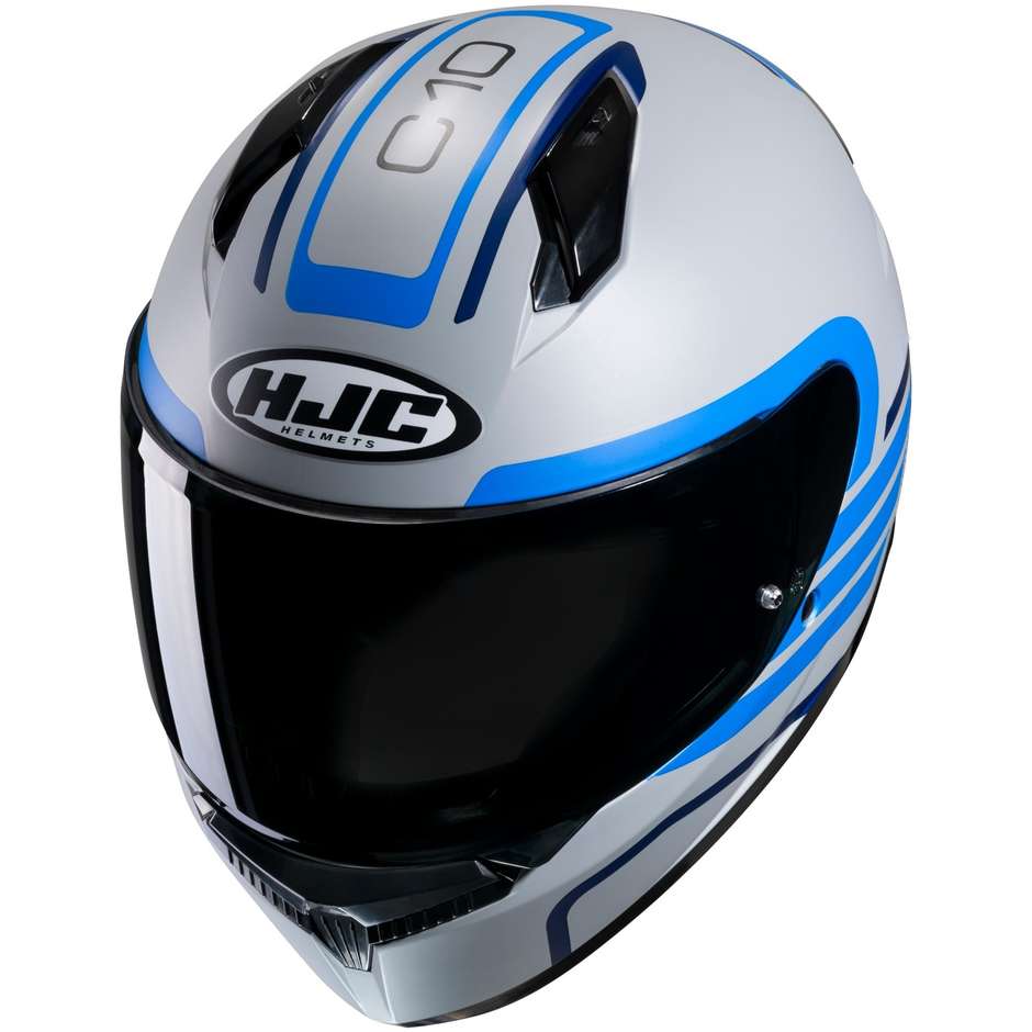 Casque de moto intégral Hjc C10 LITO MC2SF Blanc Bleu Opaque