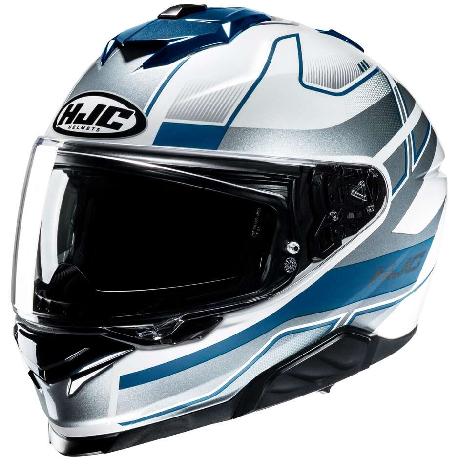 Casque de moto intégral Hjc i71 IORIX MC2 blanc bleu