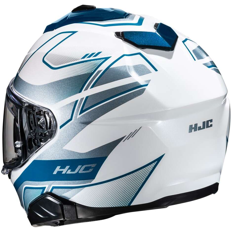 Casque de moto intégral Hjc i71 IORIX MC2 blanc bleu
