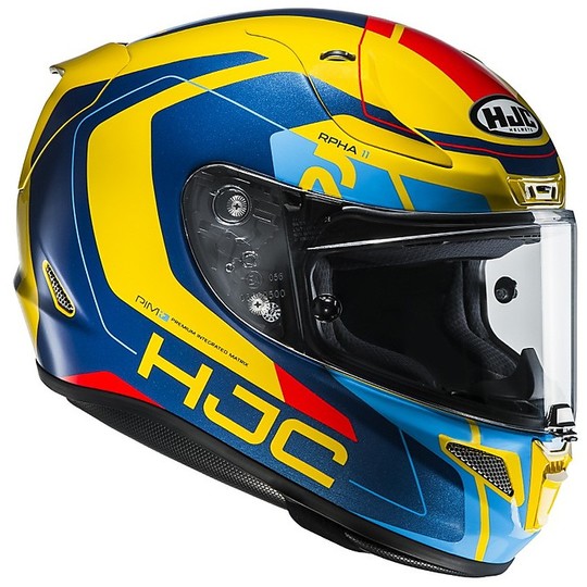 Casque de moto intégral HJC RPHA 11 Chakri MC23 jaune bleu