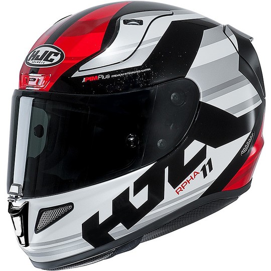 Casque de moto intégral Hjc RPHA 11 Naxos MC1 blanc rouge