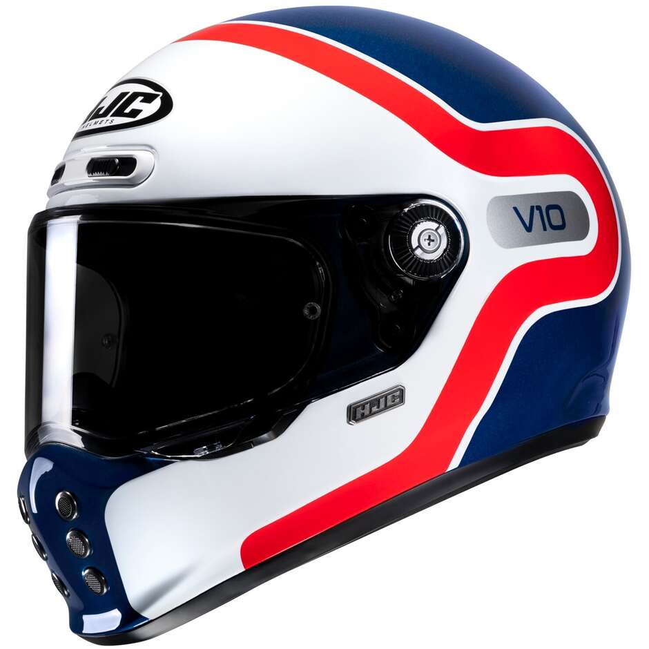 Casque de moto intégral Hjc V10 GRAPE MC21 Blanc Bleu Rouge