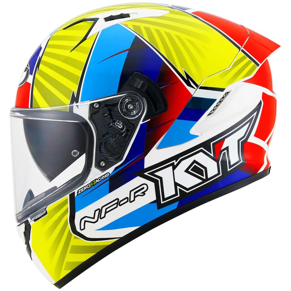 Casque de moto intégral Kyt NF-R XAVI FORES 2021 REPLICA BLEU Rouge YLW