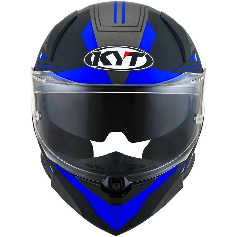 Casque de moto intégral KYT R2R LED noir mat bleu