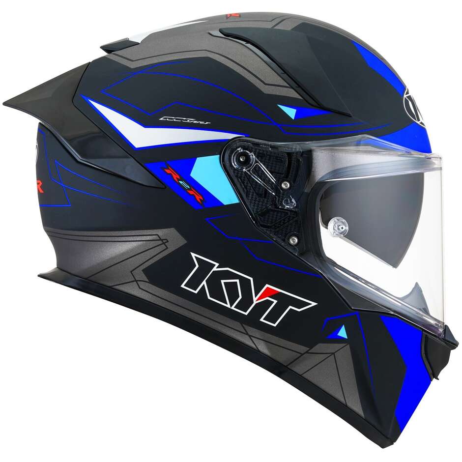 Casque de moto intégral KYT R2R LED noir mat bleu