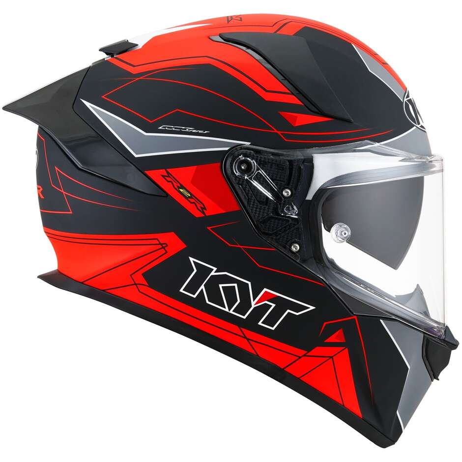 Casque de moto intégral KYT R2R LED noir mat rouge