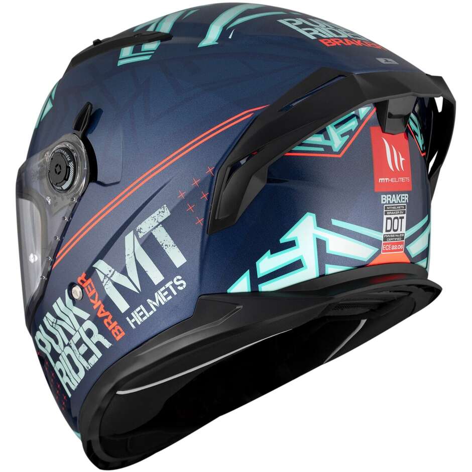 Casque de moto intégral Mt Casques BRAKER SV PUNK RIDER C7 Brillant