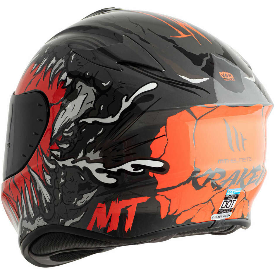 Casque de moto intégral Mt Helmet TARGO Kraken A1 Glossy Red Grey