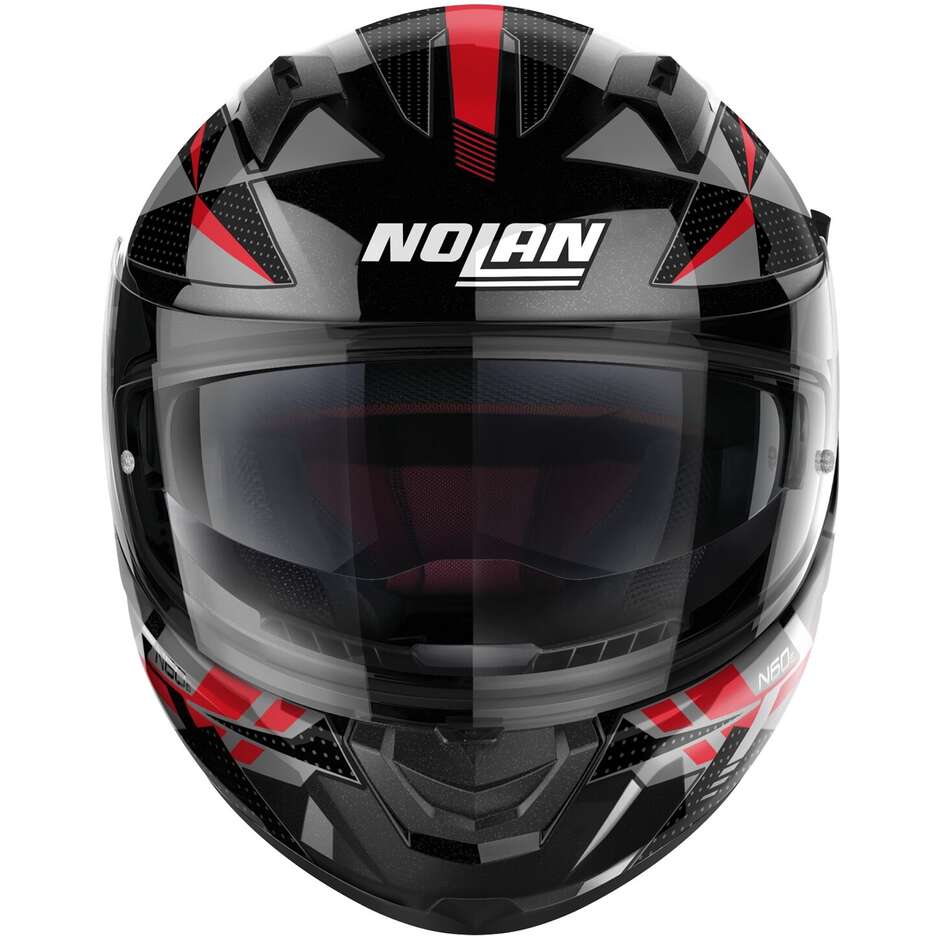 Casque de moto intégral Nolan N60-6 WIRING 074 Rouge Argent