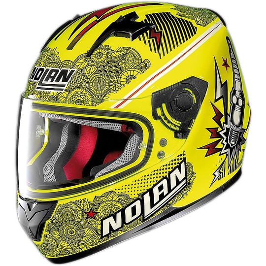 Casque de moto intégral Nolan N64 Let's GO jaune Led