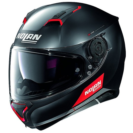 Casque de moto intégral Nolan N87 Emblem N-Com 073 Matt Black Red