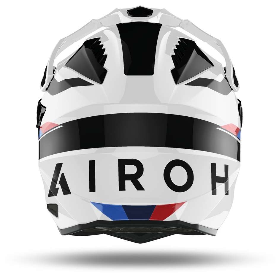 Casque de moto intégral On-Off Touring Airoh COMMANDER Skill Glossy White