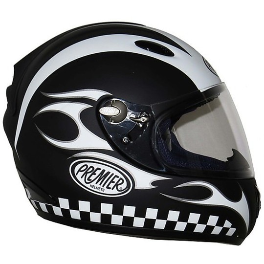 Casque de moto intégral Premeir Avenger en réplique de fibre tricomposite Cafe Racer noir mat