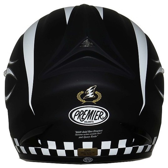 Casque de moto intégral Premeir Avenger en réplique de fibre tricomposite Cafe Racer noir mat