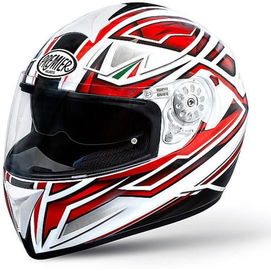 Casque de moto intégral Premier Angel ZR8 double visière blanc / rouge