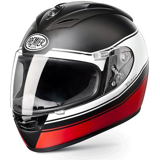 Casque de moto intégral Premier Anniversary Style T Color TT2 Noir-Blanc-Rouge