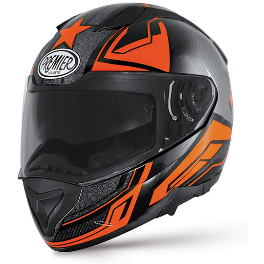Casque de moto intégral Premier Evoque Double Visor ST3 Noir orange