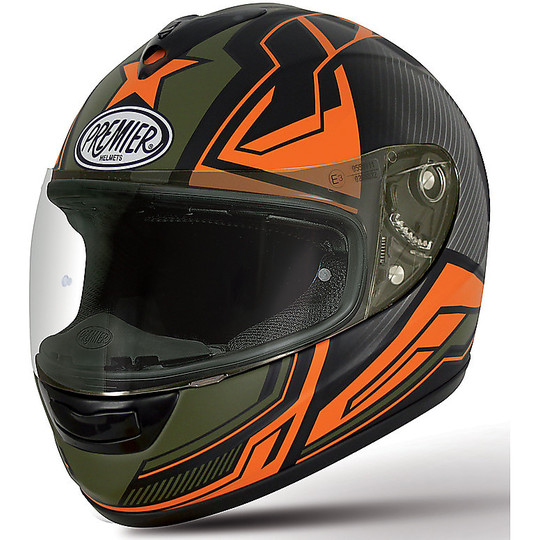 Casque de moto intégral Premier Monza modèle en fibre de coloration ST3 BM noir orange micrométrique
