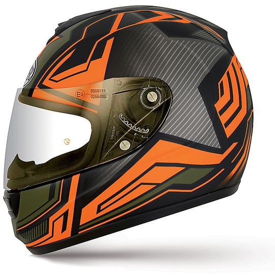 Casque de moto intégral Premier Monza modèle en fibre de coloration ST3 BM noir orange micrométrique
