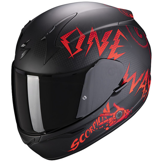 Casque de moto intégral Scorpion EXO 390 ONEWAY Noir Mat Rouge