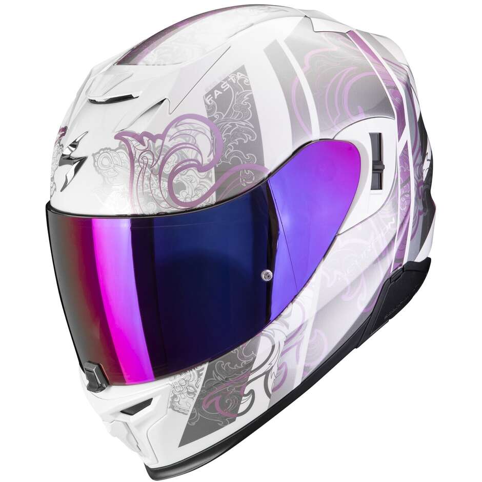 Casque de moto intégral Scorpion EXO 520 EVO AIR FASTA blanc violet