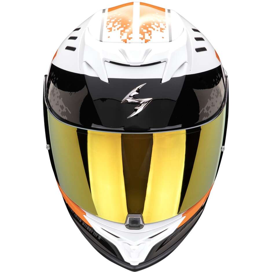 Casque de moto intégral Scorpion EXO 520 EVO AIR TITAN blanc orange