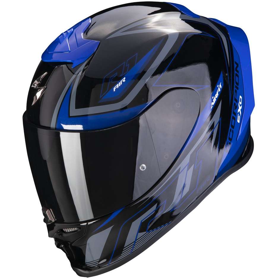 Casque de moto intégral Scorpion EXO-R1 EVO AIR GAZ Métal Noir Bleu